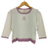クレージュ courreges リブライン 花 ロゴ クルーネックニット レディース JPN:38
