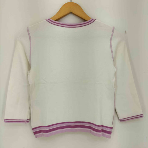 クレージュ courreges リブライン 花 ロゴ クルーネックニット レディース JPN:38