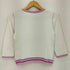クレージュ courreges リブライン 花 ロゴ クルーネックニット レディース JPN:38