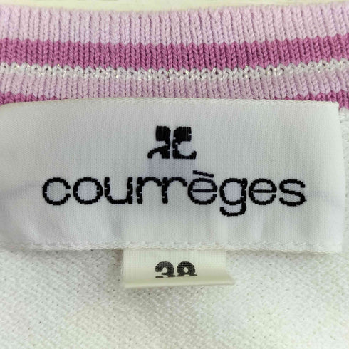 クレージュ courreges リブライン 花 ロゴ クルーネックニット レディース JPN:38