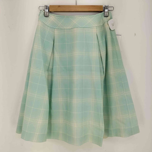 クレージュ courreges ウール ロゴ チェック プリーツスカート レディース 64-9