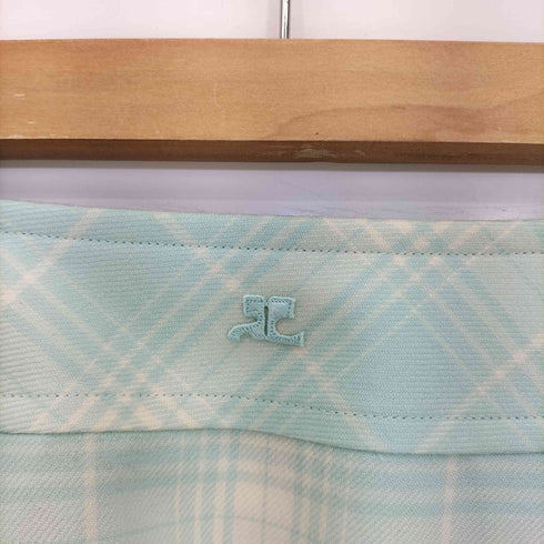 クレージュ courreges ウール ロゴ チェック プリーツスカート レディース 64-9