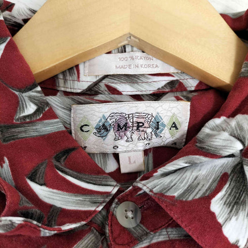 カンピアモダ CAMPIA MODA リーフ柄 レーヨン アロハシャツ メンズ import:L