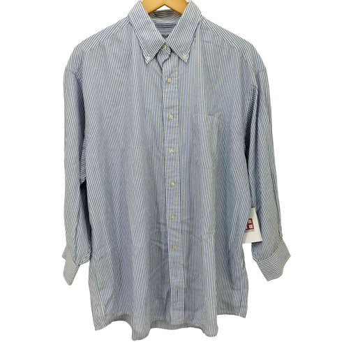 ブルックスブラザーズ BROOKS BROTHERS 90S USA製 makers RELAXED FIT ストライプ ボタンダウン L/S シャツ メンズ 17-3