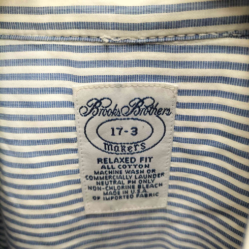 ブルックスブラザーズ BROOKS BROTHERS 90S USA製 makers RELAXED FIT ストライプ ボタンダウン L/S シャツ メンズ 17-3