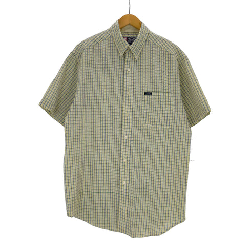 チャップスラルフローレン CHAPS RALPH LAUREN インド製 シアサッカー ボタンダウンチェックシャツ メンズ import:M