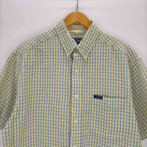 チャップスラルフローレン CHAPS RALPH LAUREN インド製 シアサッカー ボタンダウンチェックシャツ メンズ import:M