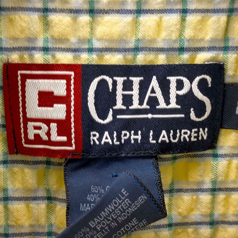 チャップスラルフローレン CHAPS RALPH LAUREN インド製 シアサッカー ボタンダウンチェックシャツ メンズ import:M
