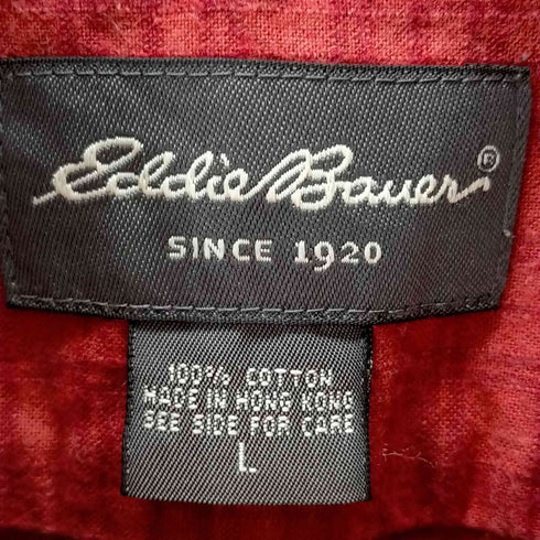 エディーバウアー Eddie Bauer 香港製 チェックシャツ メンズ import:L