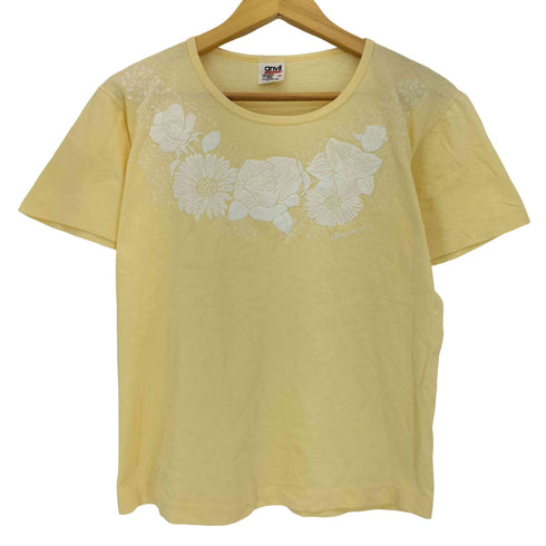 アンビル Anvil USA製 ラメ&発泡プリント フラワー 花 Tシャツ レディース import:S