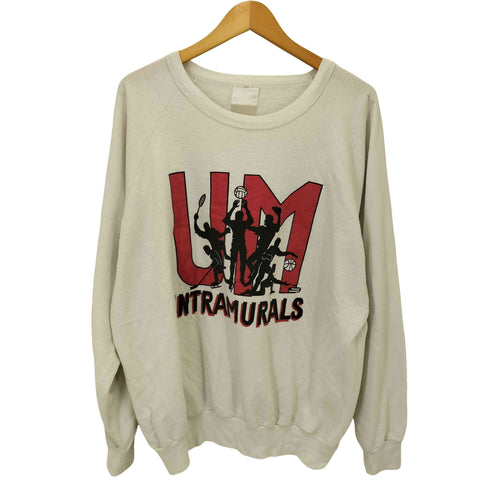 80S INTRAMURALS UM CANADIAN 企業ロゴ スポーツ シルエット プリント クルーネック ラグラン スウェット コピーライトJUSY 88 メンズ