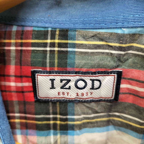 アイゾッド IZOD IZ ロゴ 刺繍 チェック ボタンダウン L/S シャツ メンズ import:XL