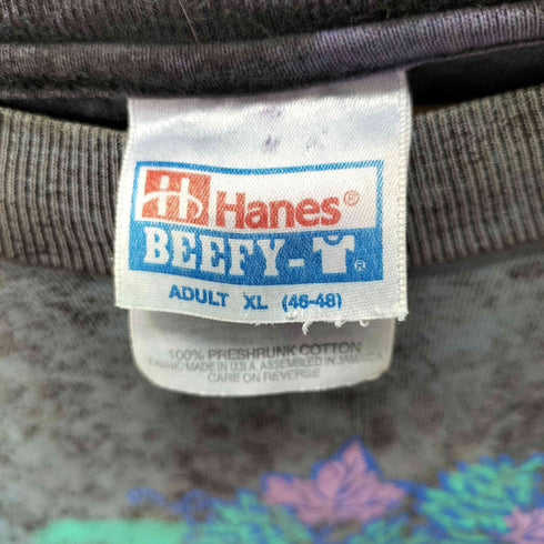 ヘインズ Hanes 90s USA製 BEEFY 染め加工 フラワープリントTシャツ メンズ import:XL