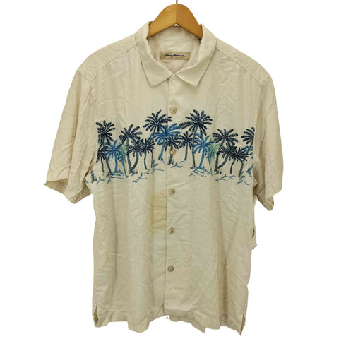 トミーバハマ Tommy Bahama ヤシの木 刺繍 シルク 100% S/S オープンカラー シャツ メンズ import:L
