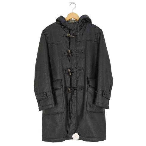 バーバリーブラックレーベル BURBERRY BLACK LABEL 裏地ファー フェイクレザー フーデッド ダッフルコート メンズ import:M