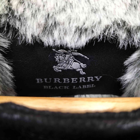 バーバリーブラックレーベル BURBERRY BLACK LABEL 裏地ファー フェイクレザー フーデッド ダッフルコート メンズ import:M