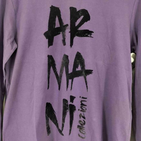 アルマーニコレツィオーニ ARMANI COLLEZIONI ベルベットロゴ クルーネックTシャツ メンズ L