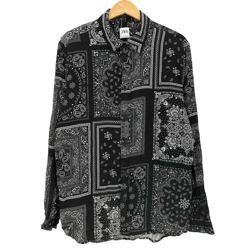 ザラ ZARA ペイズリー レーヨンシャツ メンズ import:L