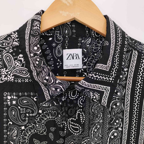 ザラ ZARA ペイズリー レーヨンシャツ メンズ import:L