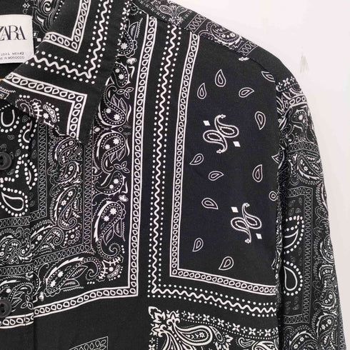 ザラ ZARA ペイズリー レーヨンシャツ メンズ import:L