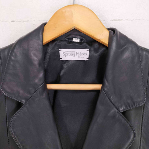 SPRUNG FRERES PARIS ユーロ レザーテーラードジャケット レディース 38