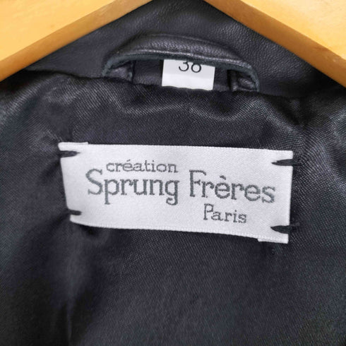 SPRUNG FRERES PARIS ユーロ レザーテーラードジャケット レディース 38