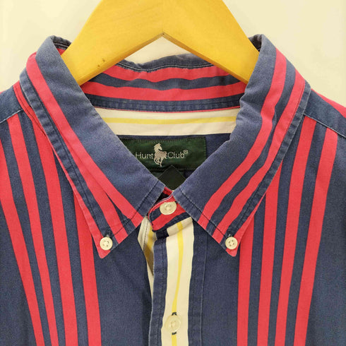 ハントクラブ HUNT CLUB ストライプ柄 半袖 ボタンダウンシャツ メンズ import:XL