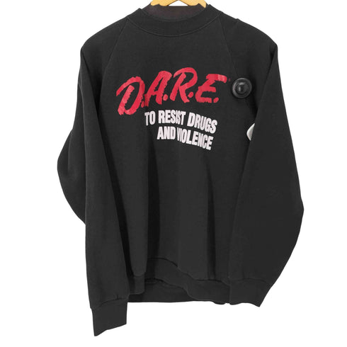 フルーツオブザルーム FRUIT OF THE LOOM 90S MADE IN USA D.A.R.E フロントラバープリントラグランスウェット メンズ import:XL