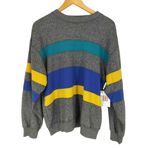 NEW YORKS ボーダー切替スウェット メンズ L