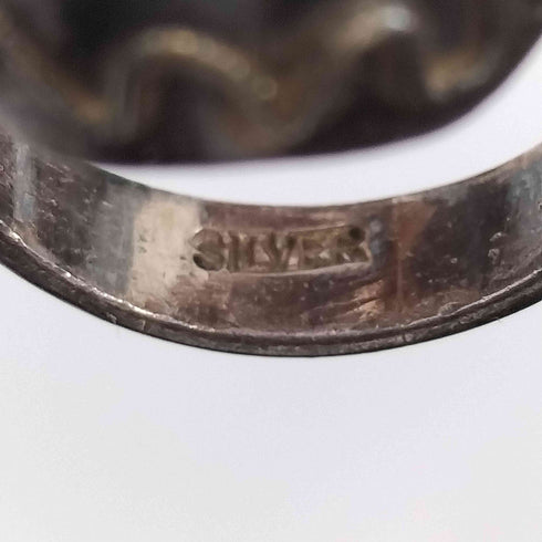 #6号 SILVER刻印ストーンデザインシルバーリング レディース