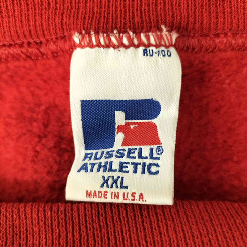 ラッセルアスレチック RUSSELL ATHLETIC 80-90S USA製 ロゴ 刺繍 クルーネック スウェット メンズ import:XXL
