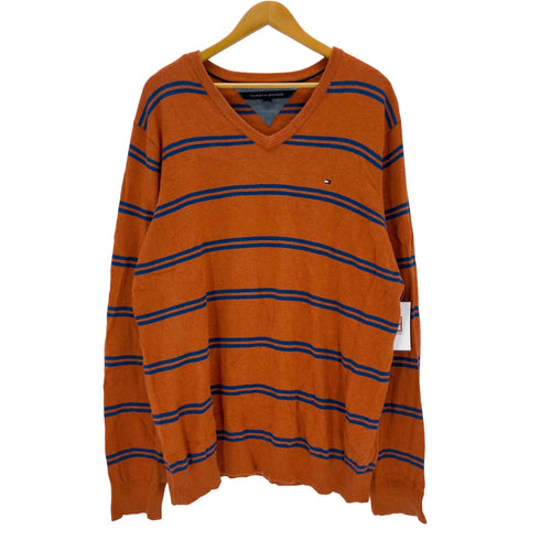 トミーヒルフィガー TOMMY HILFIGER Vネック ボーダー セーター メンズ import:XL