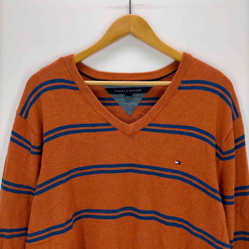 トミーヒルフィガー TOMMY HILFIGER Vネック ボーダー セーター メンズ import:XL