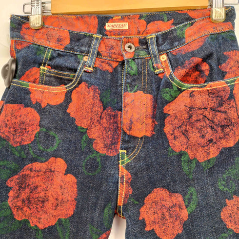 キャピタル KAPITAL 16SS 薔薇 フラワープリント スリムストレートデニム メンズ 29