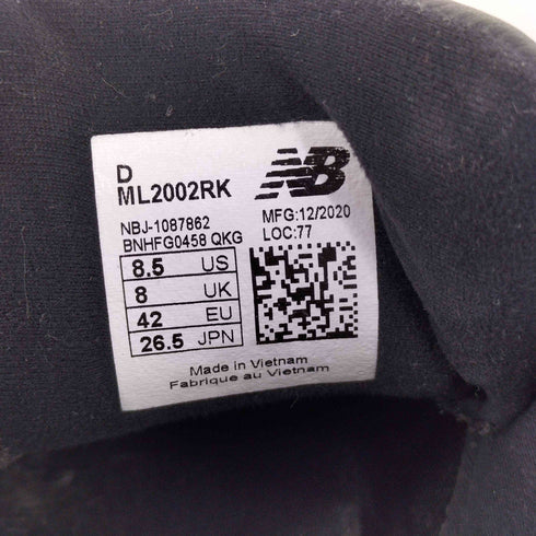 ニューバランス NEW BALANCE ML2002RK TRIPLE BLACK width D メンズ JPN:26.5