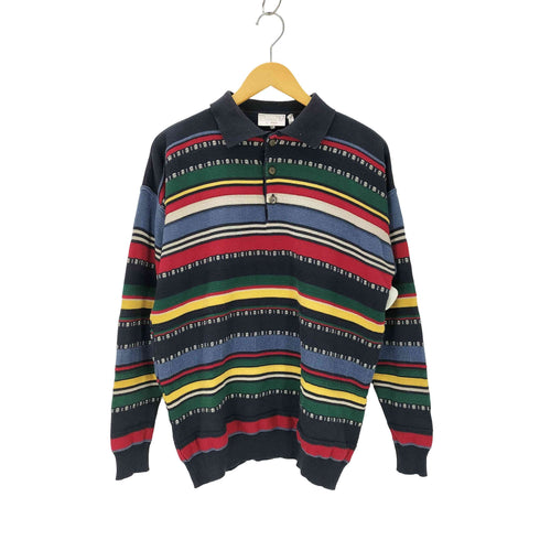 gianni m byhajo 3Dボーダー コットン ポロニット メンズ