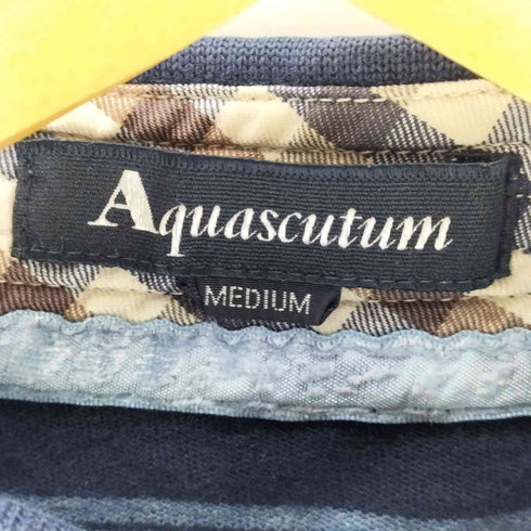 アクアスキュータム AQUASCUTUM ボーダー ロングスリーブポロシャツ メンズ JPN:M