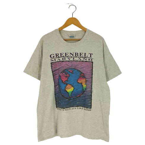 ヘインズ Hanes 90s メキシコ製 シングルステッチ GREENBELT MARYLAND 地球 プリント Tシャツ メンズ import:L