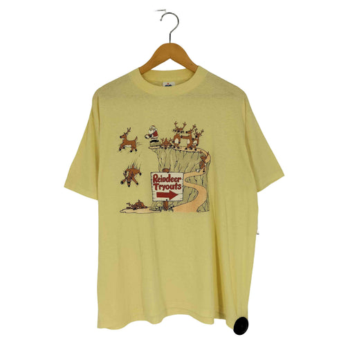 ミラー MILLER 80-90s USA製 シングルステッチ サンタ トナカイ プリント Tシャツ メンズ import:XL