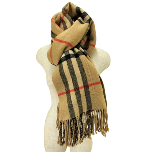 バーバリー BURBERRY 英国製 ウール カシミヤ ノバチェック ポケット 大判 ストール レディース