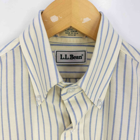 エルエルビーン L.L.Bean 80s USA製 コットンポリ ストライプ ボタンダウンシャツ メンズ 14 1/2-32