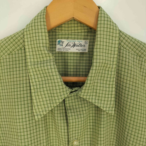Sir Walter 70s USA製 コットンポリ ブロックチェック シャツ メンズ import:L