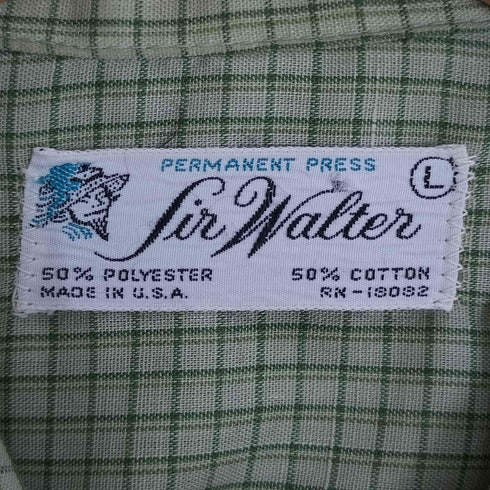 Sir Walter 70s USA製 コットンポリ ブロックチェック シャツ メンズ import:L