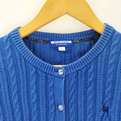 バーバリーブルーレーベル BURBERRY BLUE LABEL ケーブル編み ノーカラーカーディガン レディース 38