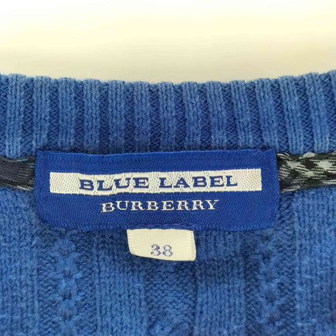 バーバリーブルーレーベル BURBERRY BLUE LABEL ケーブル編み ノーカラーカーディガン レディース 38