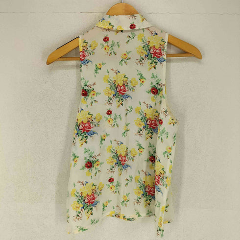 エキプモンフェム EQUIPMENT FEMME フラワー総柄 シルク レギュラーカラー ノースリーブシャツ レディース JPN:XS