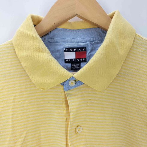 トミーヒルフィガー TOMMY HILFIGER ロゴ刺繍 S/Sボーダーポロシャツ メンズ import:XXL