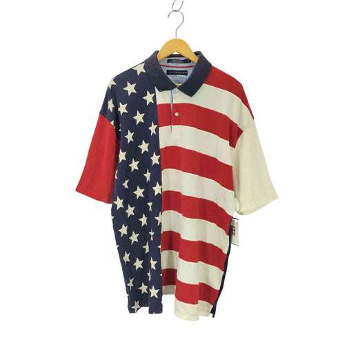 トミーヒルフィガー TOMMY HILFIGER 星条旗 マルチカラー S/Sポロシャツ メンズ import:XXL