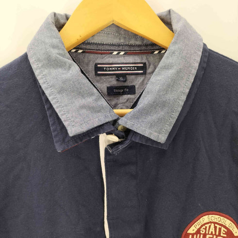 トミーヒルフィガー TOMMY HILFIGER Vintage Fit ワッペン刺繍 レイヤードラガーシャツ メンズ import:XL