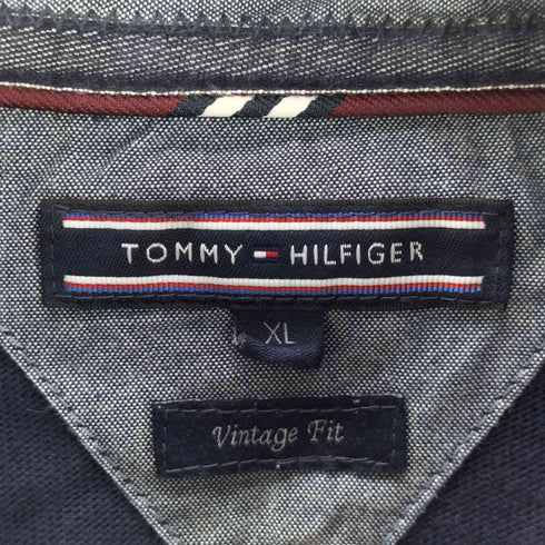 トミーヒルフィガー TOMMY HILFIGER Vintage Fit ワッペン刺繍 レイヤードラガーシャツ メンズ import:XL